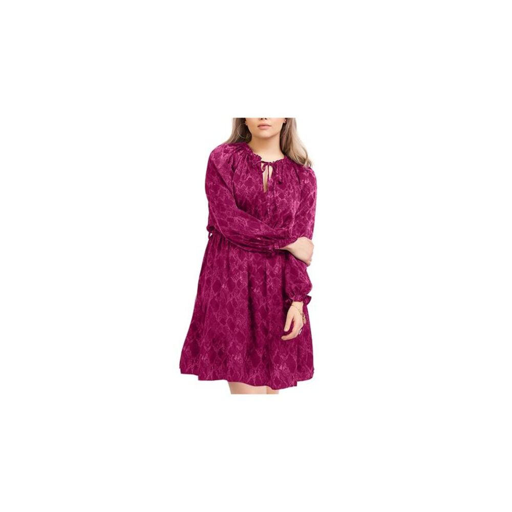 BLACK TAPE Womens Purple Tie Blouson Sleeve Empire Waist Dress Plus X